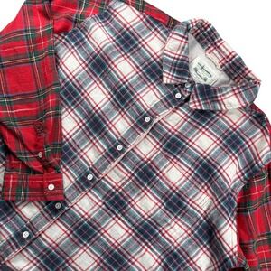 American Eagle Outfitters Flannel Shirt Sz L holiday cozy Plaid Button Up